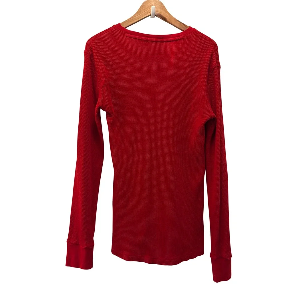Polo Ralph Lauren Mens Red Waffle Knit Thermal Long Sleeve Shirt Small Logo